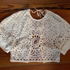 Alice McCall white lace crop top